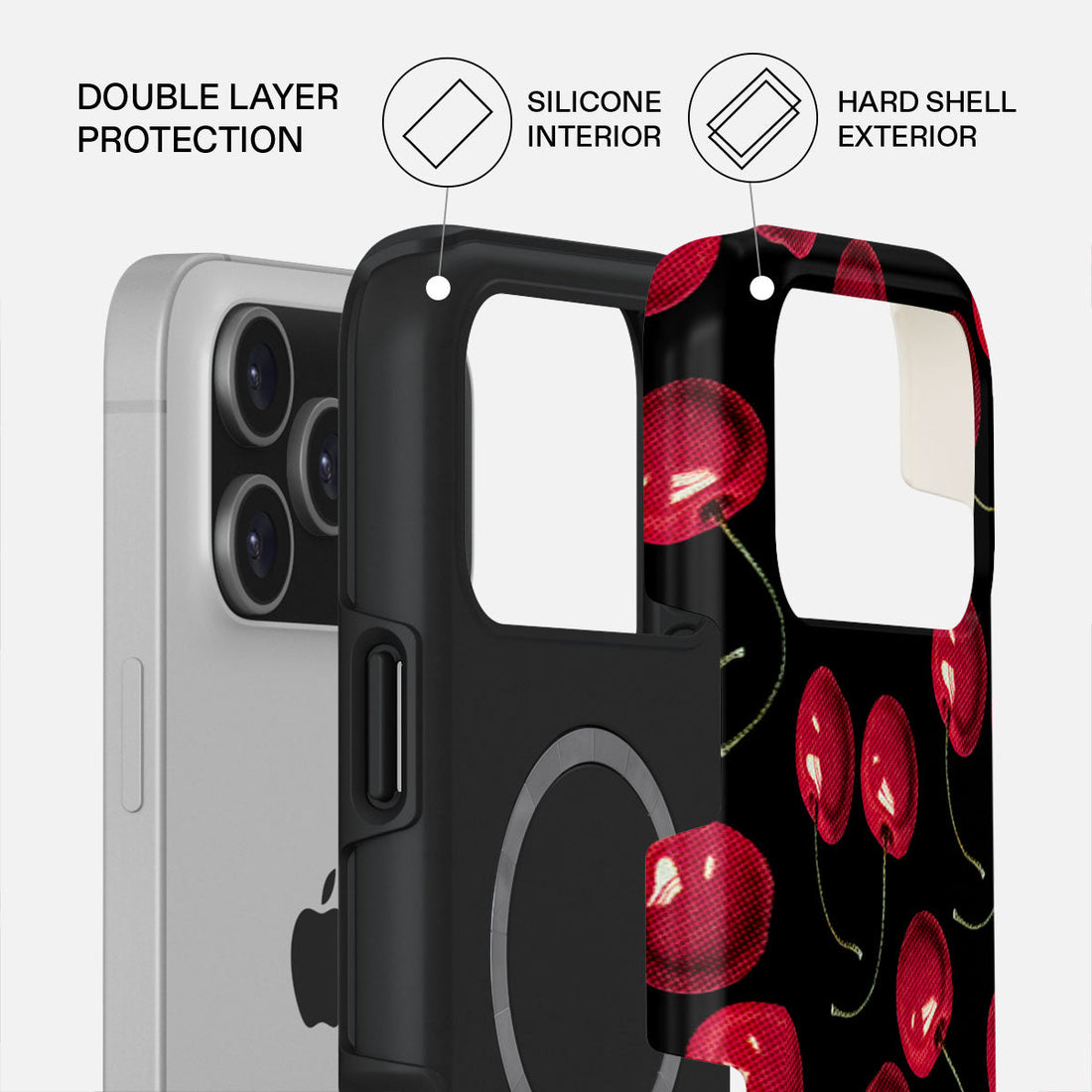 iPhone 17 Pro Max Cherrybomb Premium Case Compatible with Hybrid Dual-Layer Hard Shell + Silicone Protection - Scratch-Resistant Shockproof Mobile Cover