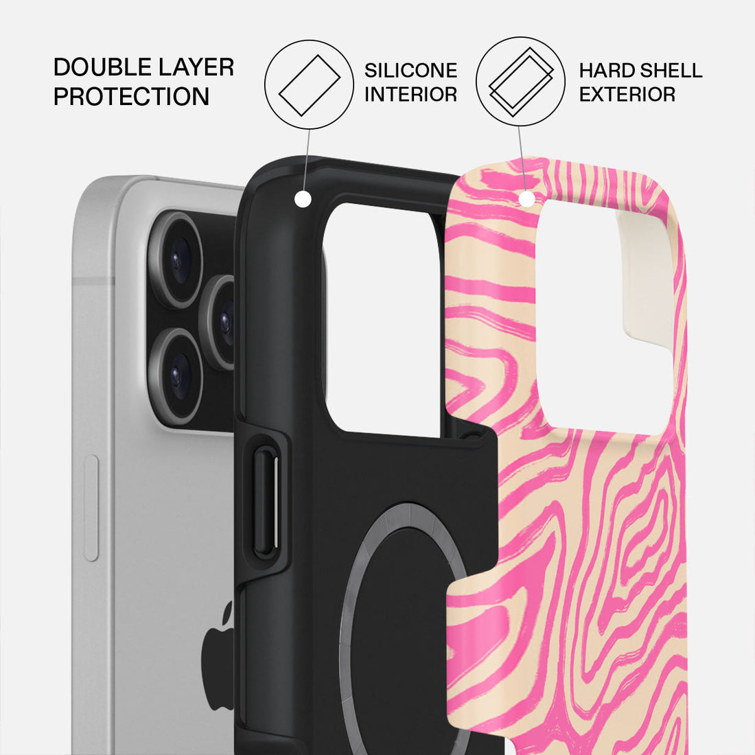 iPhone 17 Pro Max Pink Shores Premium Case Compatible with Hybrid Dual-Layer Hard Shell + Silicone Protection - Scratch-Resistant Shockproof Mobile Cover