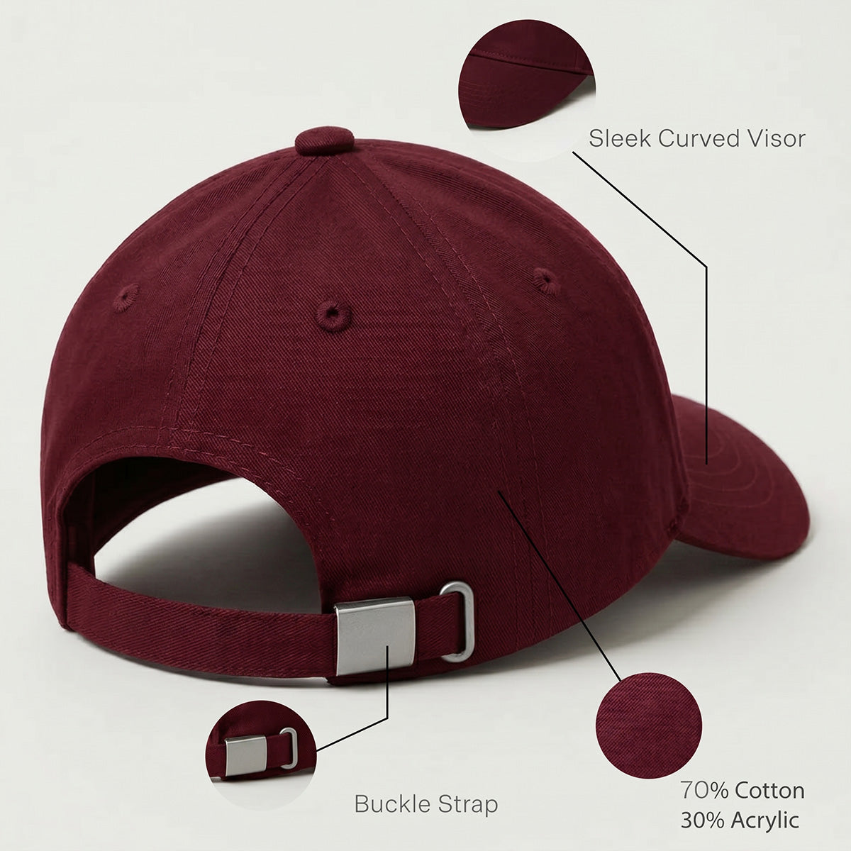 Mobcos Maroon Baseball Cap – Adjustable Unisex Hat for Running, Workouts, Travel & Outdoor Activities | Comfortable Everyday Baseball Cap for Men & Women MOBCOS