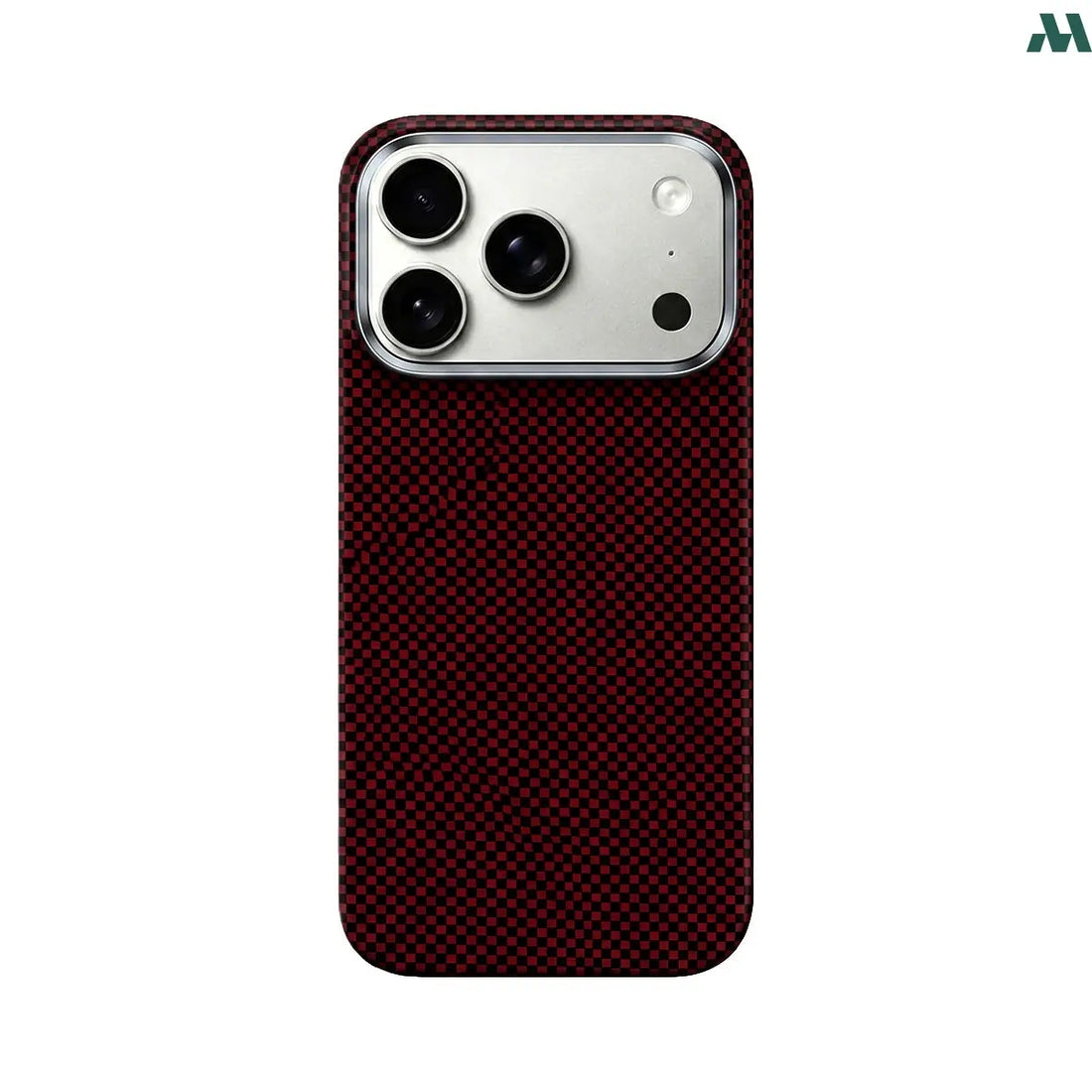 Mobcos Aramid Fiber Magnetic Case for iPhone 17 Pro / Pro Max (Check Red) MOBCOS