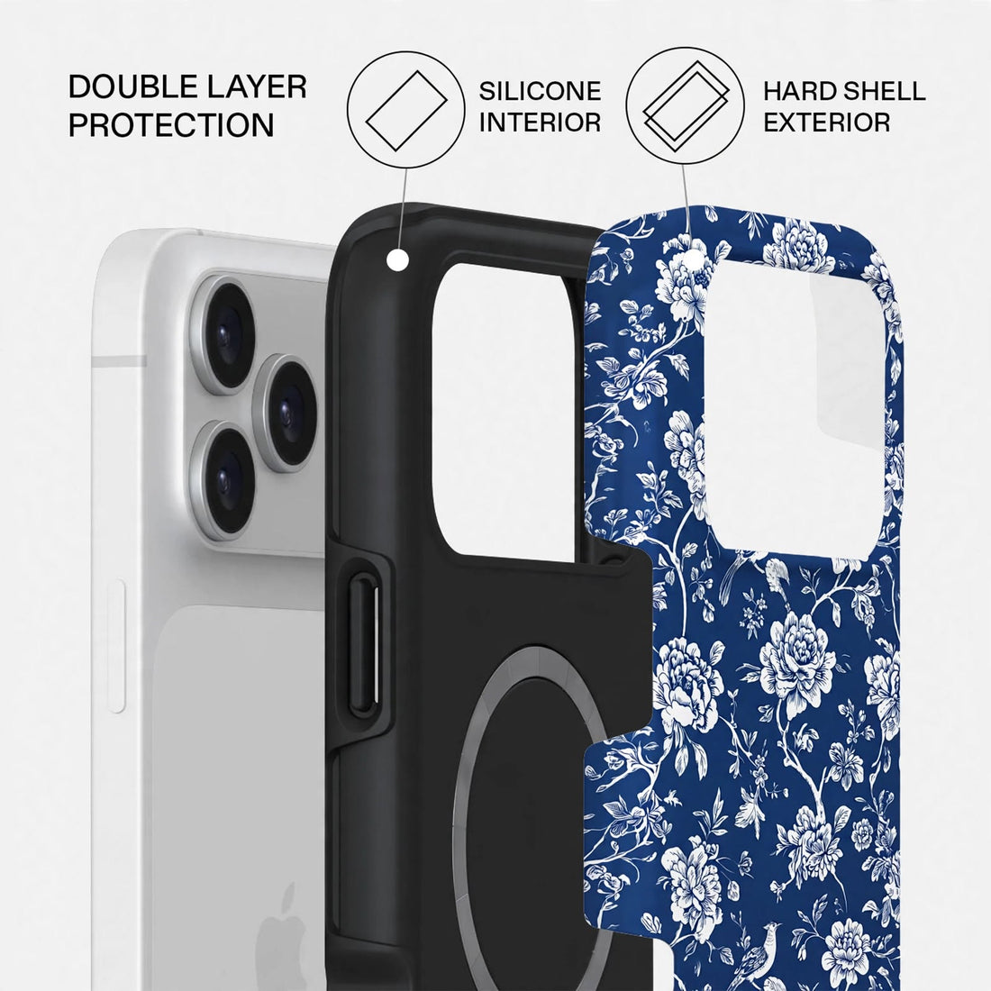 Shockproof Royal Blue Bloom Dual-Layer Case – iPhone 18 Pro/Pro Max