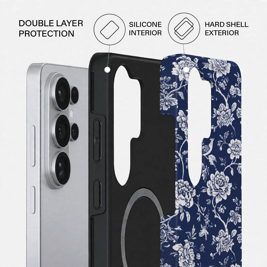 Shockproof Royal Blue Bloom Dual-Layer Case – Samsung Galaxy S26 Ultra