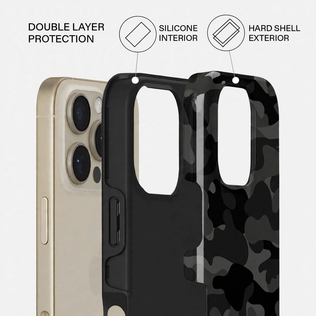 Shockproof Shadow Camo Dual-Layer Case – iPhone 16 Pro / Pro Max