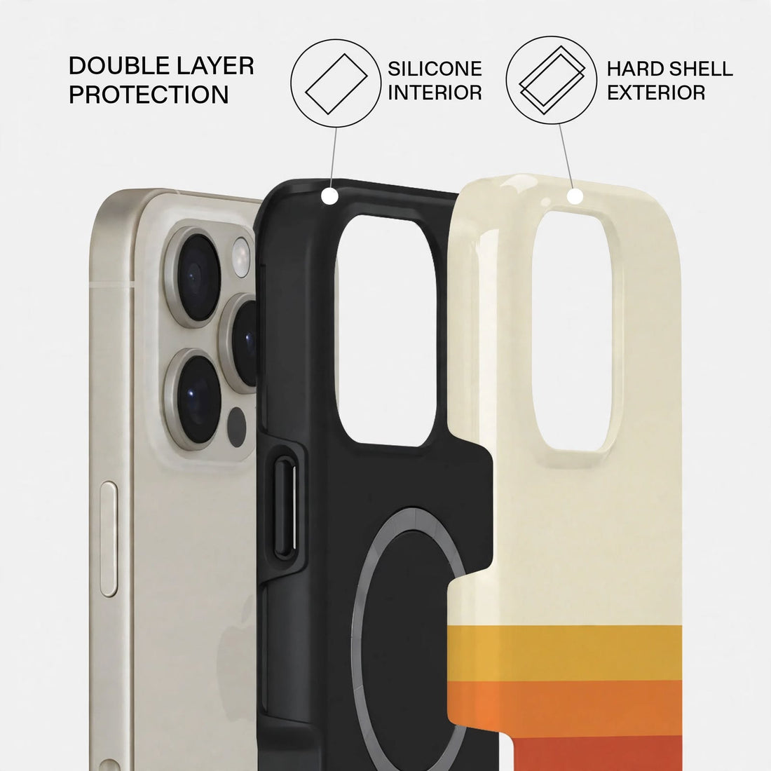 Shockproof Sunset Stripe Dual-Layer Case – iPhone 16 Pro / Pro Max