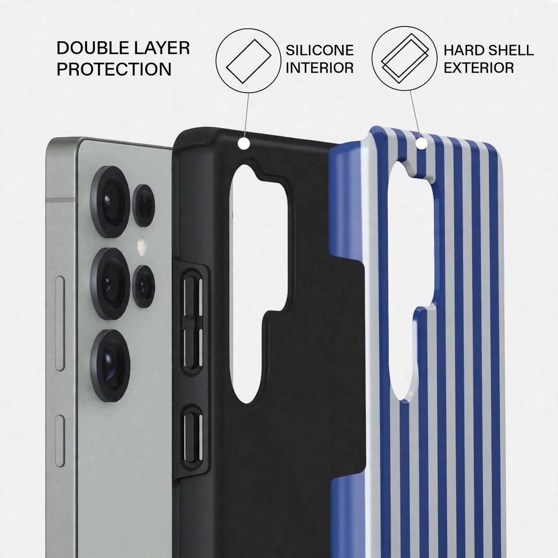 Shockproof Blue Striped Dual-Layer Case – Samsung Galaxy S24/S25 & S26 Ultra