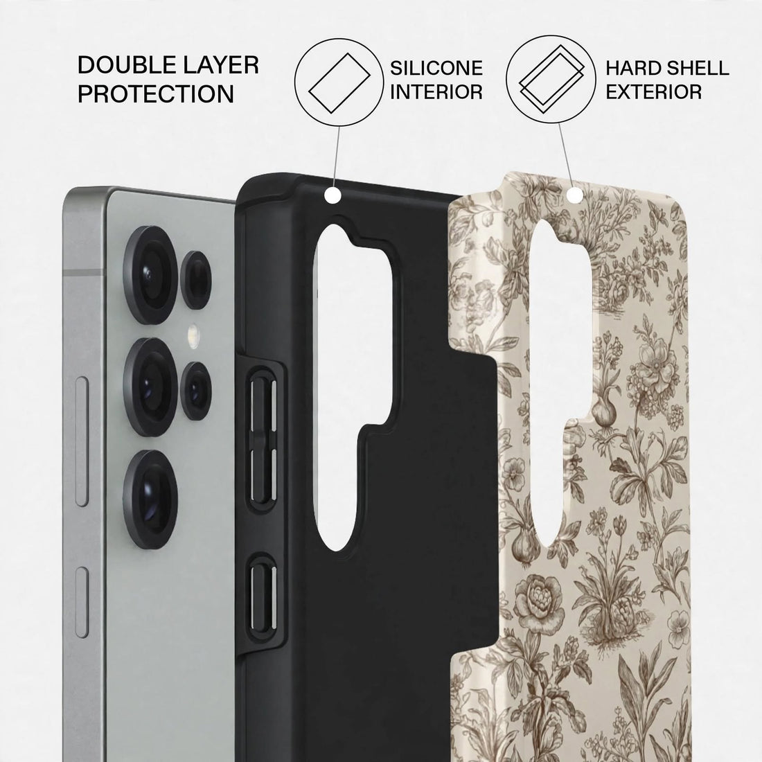 Shockproof Cream Bloom Dual-Layer Case – Samsung Galaxy S24/S25 & S26 Ultra