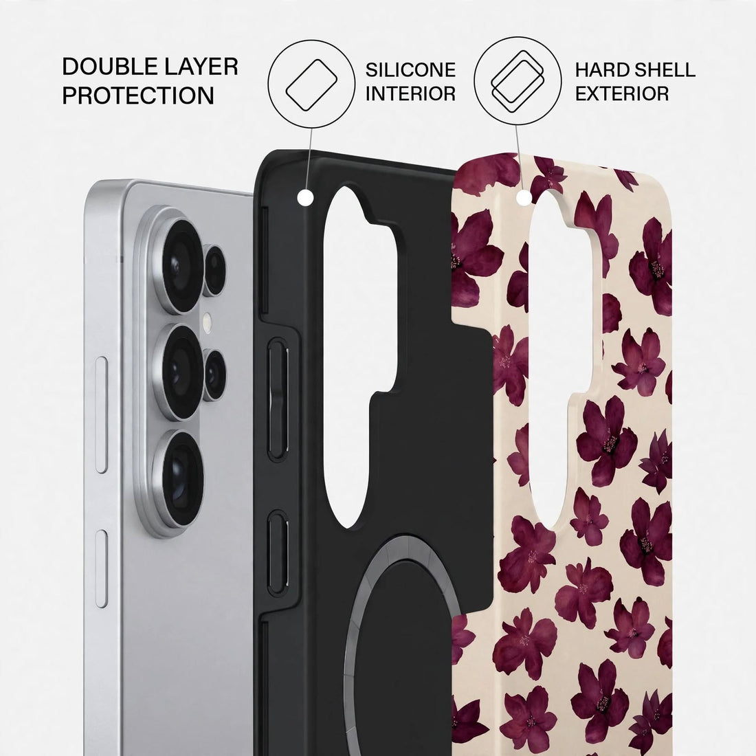 Shockproof Floral Dual-Layer Case – Samsung Galaxy S24/S25 & S26 Ultra