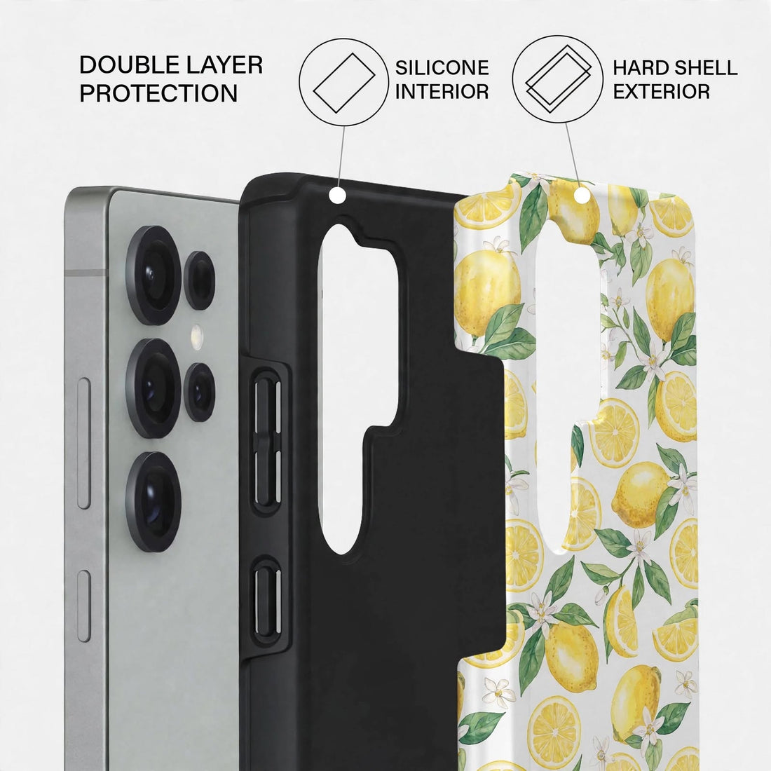 Shockproof Lemon Daisy Dual-Layer Case – Samsung Galaxy S24/S25 & S26 Ultra