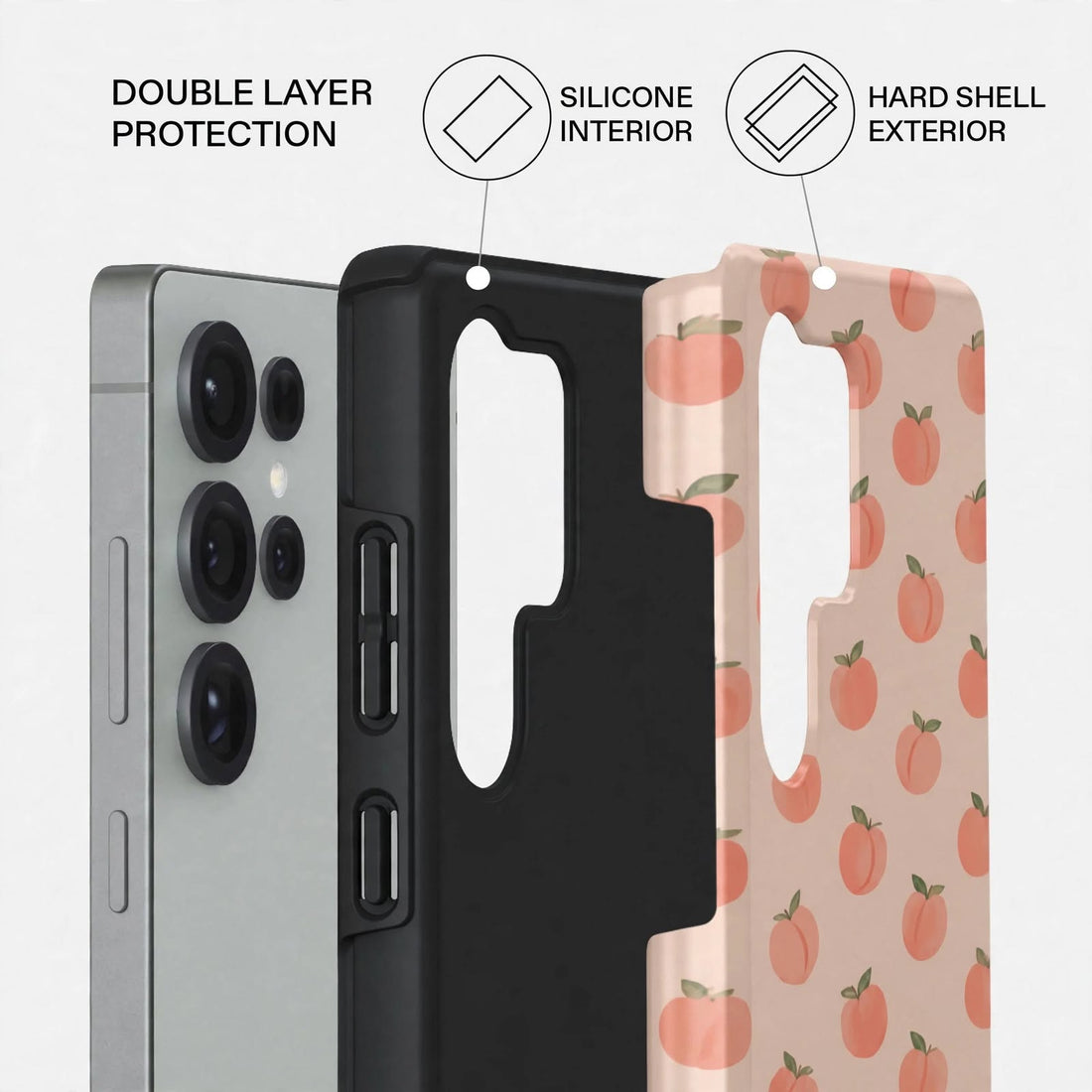 Shockproof Peach Polka Dual-Layer Case – Samsung Galaxy S24/S25 & S26 Ultra