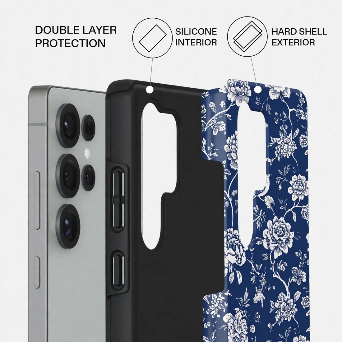 Shockproof Royal Blue Bloom Dual-Layer Case – Samsung Galaxy S25 Ultra