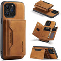 Excuse Premium Leather Wallet Case for iPhone 13 Pro - Magnetic Detachable Back Cover with Trifold Card Holder in Elegant Brown excuse