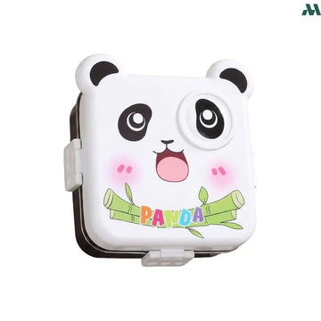 Mobcos Cute Panda Double Layer 3 Grids Tiffin Food Container – Stainless Steel Thermal Insulated Bento Lunch Box for Kids & Children (White) MOBCOS