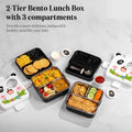 Mobcos Cute Panda Double Layer 3 Grids Tiffin Food Container – Stainless Steel Thermal Insulated Bento Lunch Box for Kids & Children (White) MOBCOS