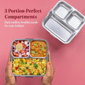 Mobcos Cute Panda Double Layer 3 Grids Tiffin Food Container – Stainless Steel Thermal Insulated Bento Lunch Box for Kids & Children (White) MOBCOS