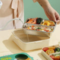 Mobcos Cute Dinosaur Double Layer 3 Grids Tiffin Food Container – Stainless Steel Thermal Insulated Bento Lunch Box for Kids & Children (Yellow) MOBCOS