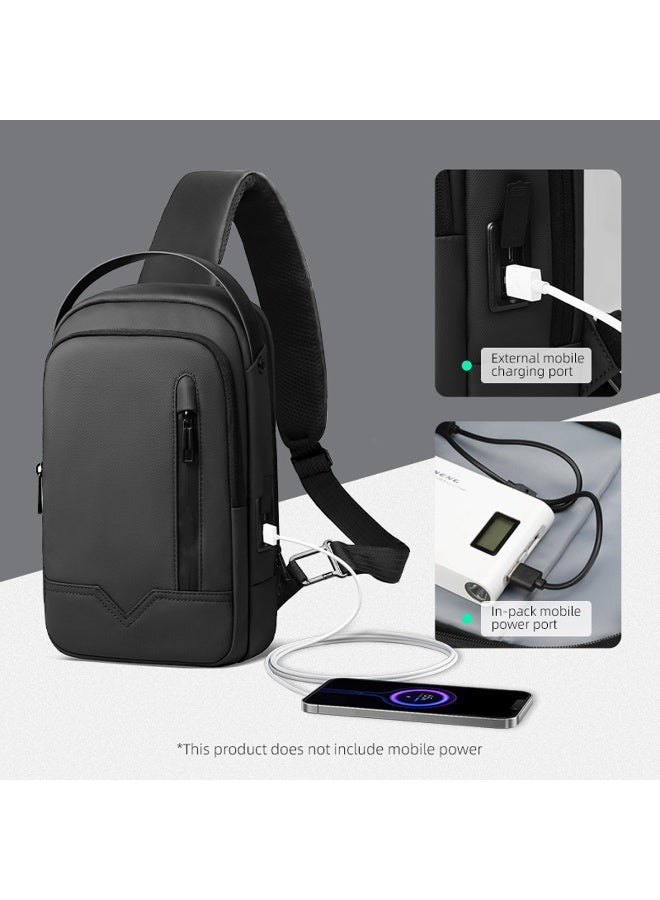 Mobcos Side Bag Small Black 7999 Waterproof Anti-Theft Laptop Backpack with USB Charging Port Ð Slim Oxford Travel & Business Backpack for Men & Women, iPad & Laptop Compartment, Multi-Pocket Organizer Daypack