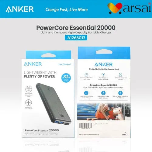 Anker 325 Power Bank PowerCore Essential 20000 Light and Compact High-Capacity Portable Charger at best price in Dubai ANKER