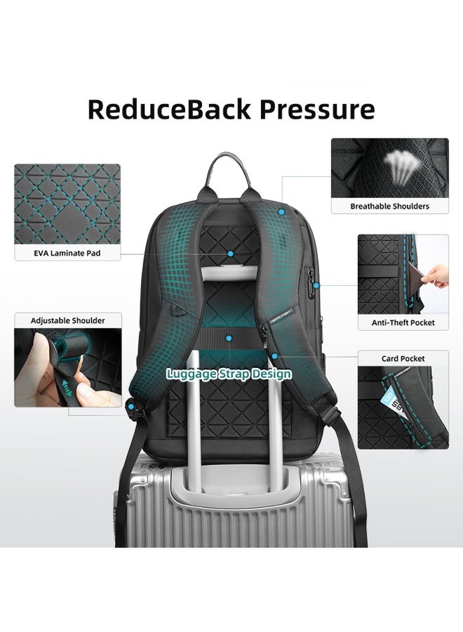 Mobcos Back Pack Black 8201 Urban Waterproof Laptop Backpack with USB Charging Port Ð Anti-Theft Oxford Fabric Travel & Business Backpack for Men & Women, Stylish Everyday Work Bag Mobcos