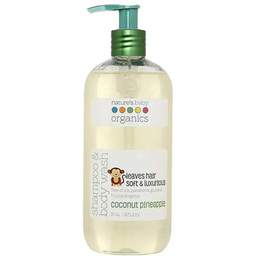 Nature's Baby Organics Shampoo & Body Wash Coconut Pineapple Leaves Hair Soft & Luxurious (16 oz) Natures Baby