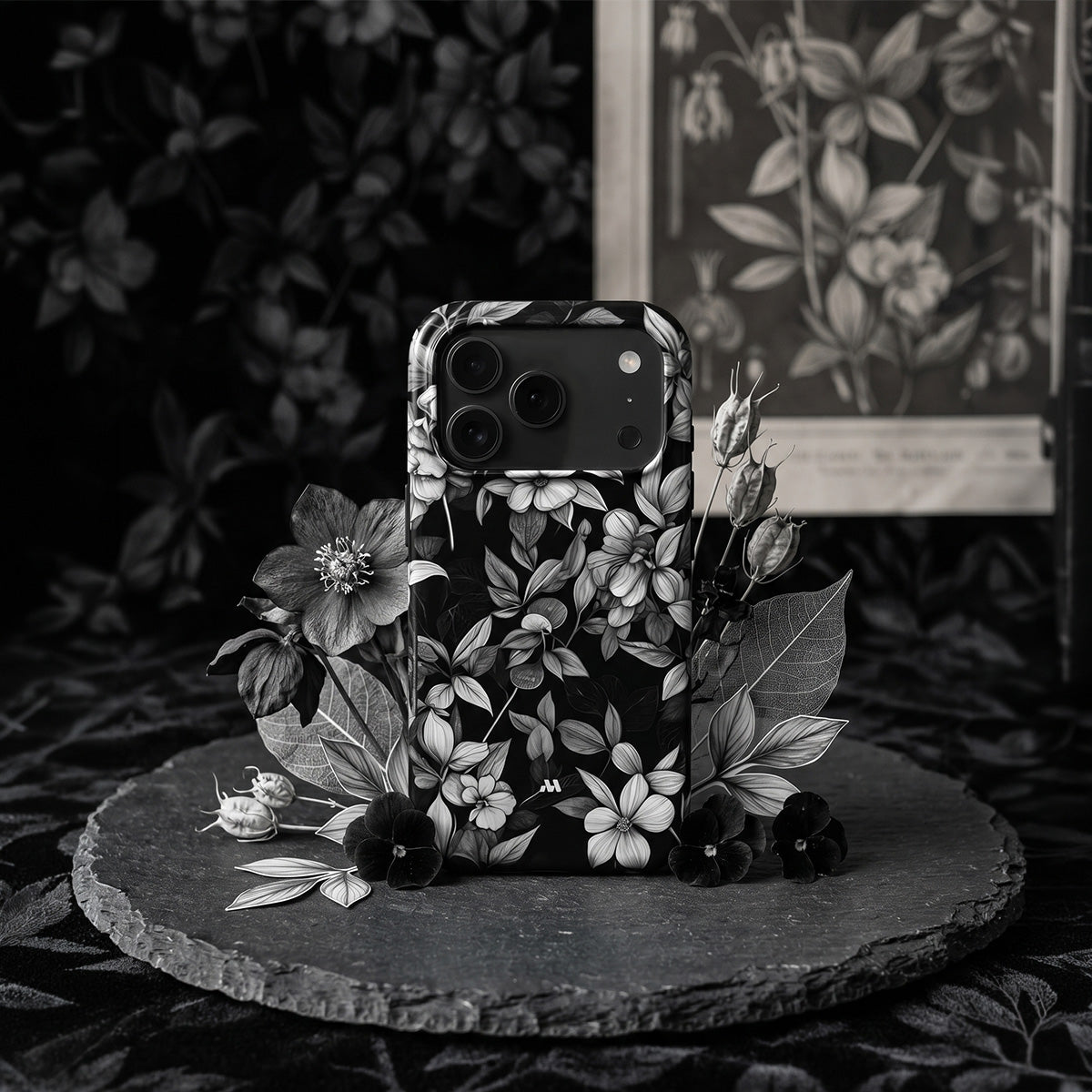 Mobcos iPhone 17 series Sketch Floral Premium Case Compatible with Hybrid Dual-Layer Hard Shell + Silicone Protection - Scratch-Resistant Shockproof Mobile Cover Mobcos