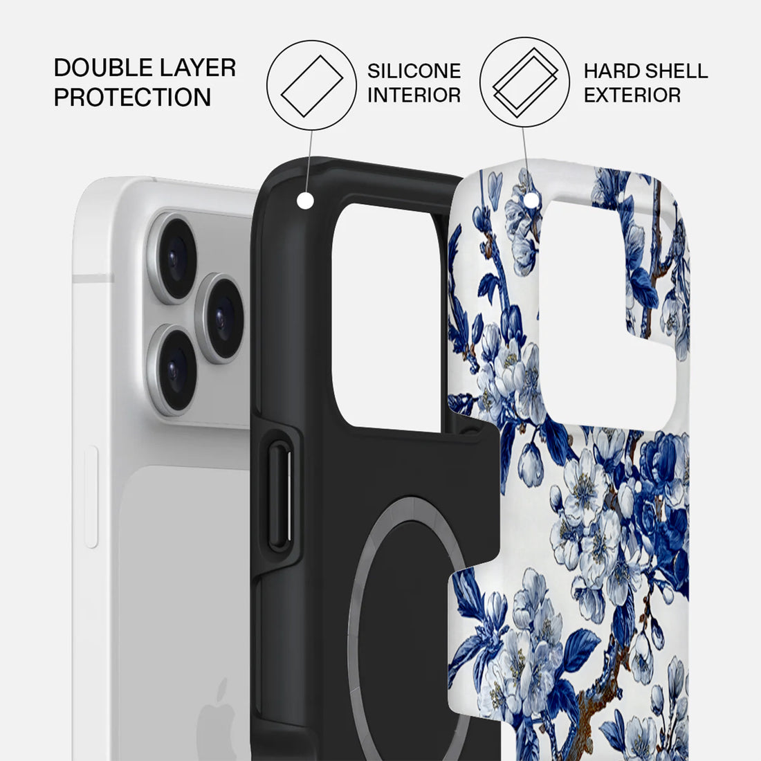 Mobcos iPhone 17 series Chinoiserie Floral Premium Case Compatible with Hybrid Dual-Layer Hard Shell + Silicone Protection - Scratch-Resistant Shockproof Mobile Cover Mobcos