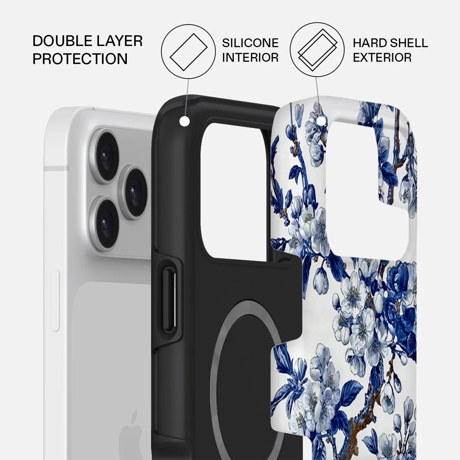 Mobcos iPhone 17 series Chinoiserie Floral Premium Case Compatible with Hybrid Dual-Layer Hard Shell + Silicone Protection - Scratch-Resistant Shockproof Mobile Cover Mobcos