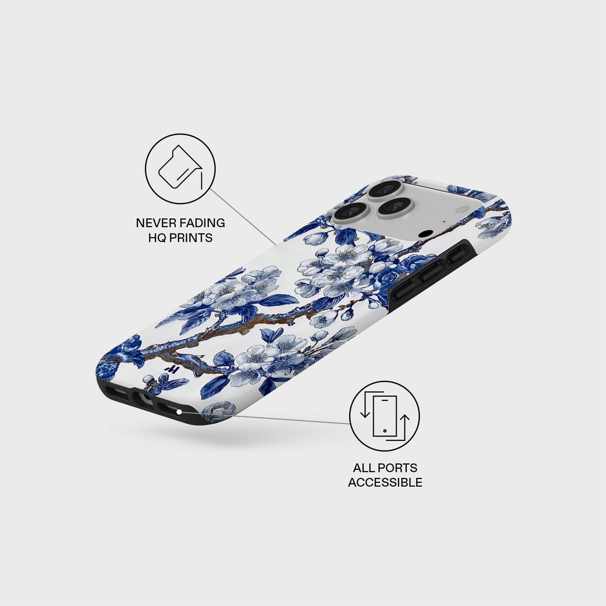 Mobcos iPhone 17 series Chinoiserie Floral Premium Case Compatible with Hybrid Dual-Layer Hard Shell + Silicone Protection - Scratch-Resistant Shockproof Mobile Cover Mobcos