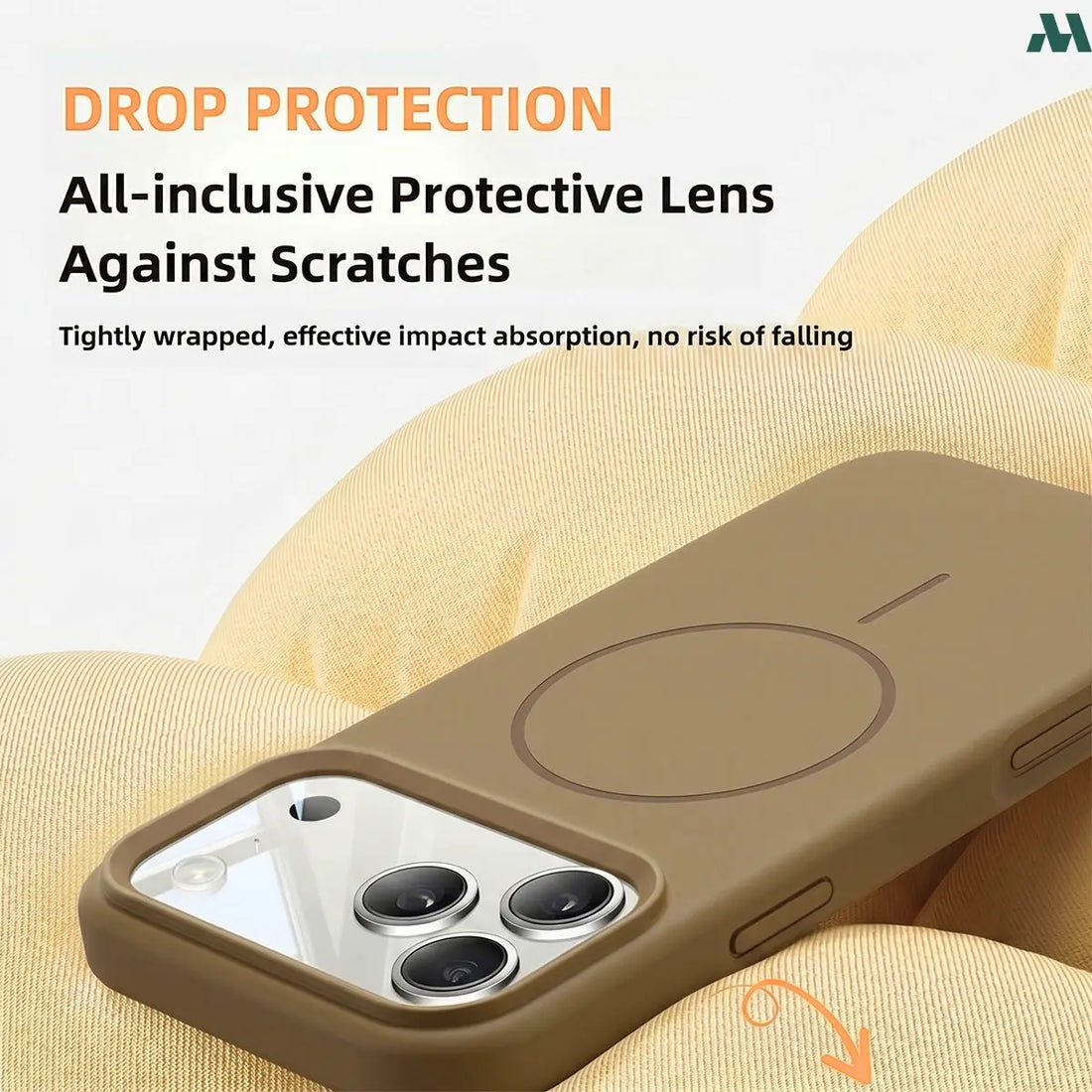 Mobcos Luxury Silicone Case for iPhone 17 Pro/Pro Max – Shockproof Slim Fit Soft-Touch Protective Cover with Magnetic Wireless Charging Support (Brown)