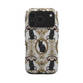 Mobcos iPhone 17 series Cat Filigree Premium Case Compatible with Hybrid Dual-Layer Hard Shell + Silicone Protection - Scratch-Resistant Shockproof Mobile Cover Mobcos
