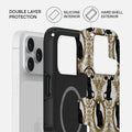 Mobcos iPhone 17 series Cat Filigree Premium Case Compatible with Hybrid Dual-Layer Hard Shell + Silicone Protection - Scratch-Resistant Shockproof Mobile Cover Mobcos