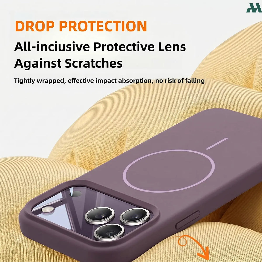 Mobcos Luxury Silicone Case for iPhone 17 Pro/Pro Max – Shockproof Slim Fit Soft-Touch Protective Cover with Magnetic Wireless Charging Support (Dark Purple)