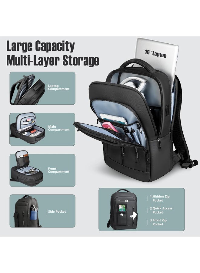 Mobcos Back Pack Black 8966 Premium Waterproof Anti-Theft Laptop Backpack with USB Charging Port Ð Oxford Business Travel Backpack for Men & Women, Slim Lightweight Work & College Bag