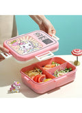 Mobcos Unicorn-Themed Pink Plastic Multi-Compartment Portable Kids Lunch Box with Secure Locking Lid for Fresh and Organized Meals Mobcos