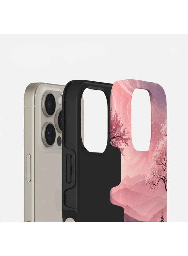 Mobcos iPhone 16 Pro Mountain Blush Premium Case Compatible with Hybrid Dual-Layer Hard Shell + Silicone Protection - Scratch-Resistant Shockproof Mobile Cover