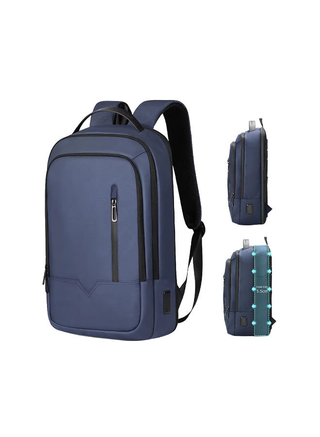 Mobcos Back Pack Blue 8228 Elite Laptop Backpack with USB Charging Port Ð Waterproof Anti-Theft Business Travel Backpack for Men & Women, Slim Oxford Material Bag Work & College
