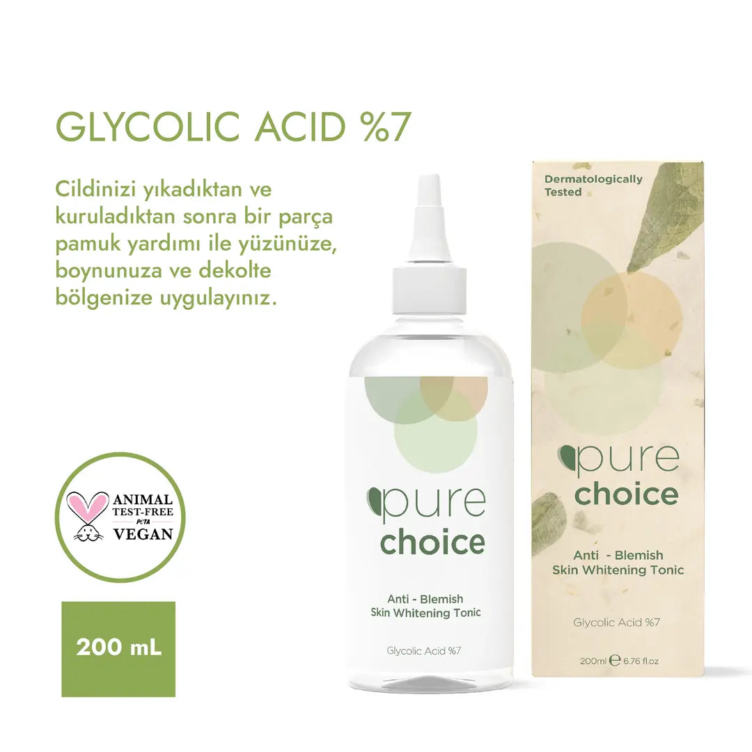 Pure Choice Leke Karşıtı Cilt Beyazlatıcı Tonik - 200 mL — Glikolik Asit MOBCOS.com