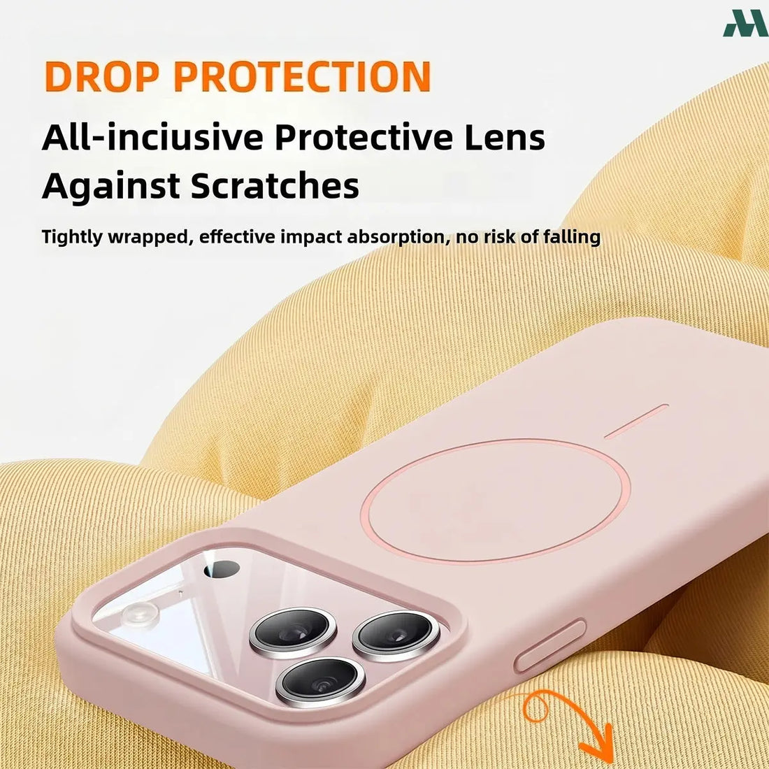 Mobcos Luxury Silicone Case for iPhone 17 Pro/Pro Max – Shockproof Slim Fit Soft-Touch Protective Cover with Magnetic Wireless Charging Support (Light Pink)