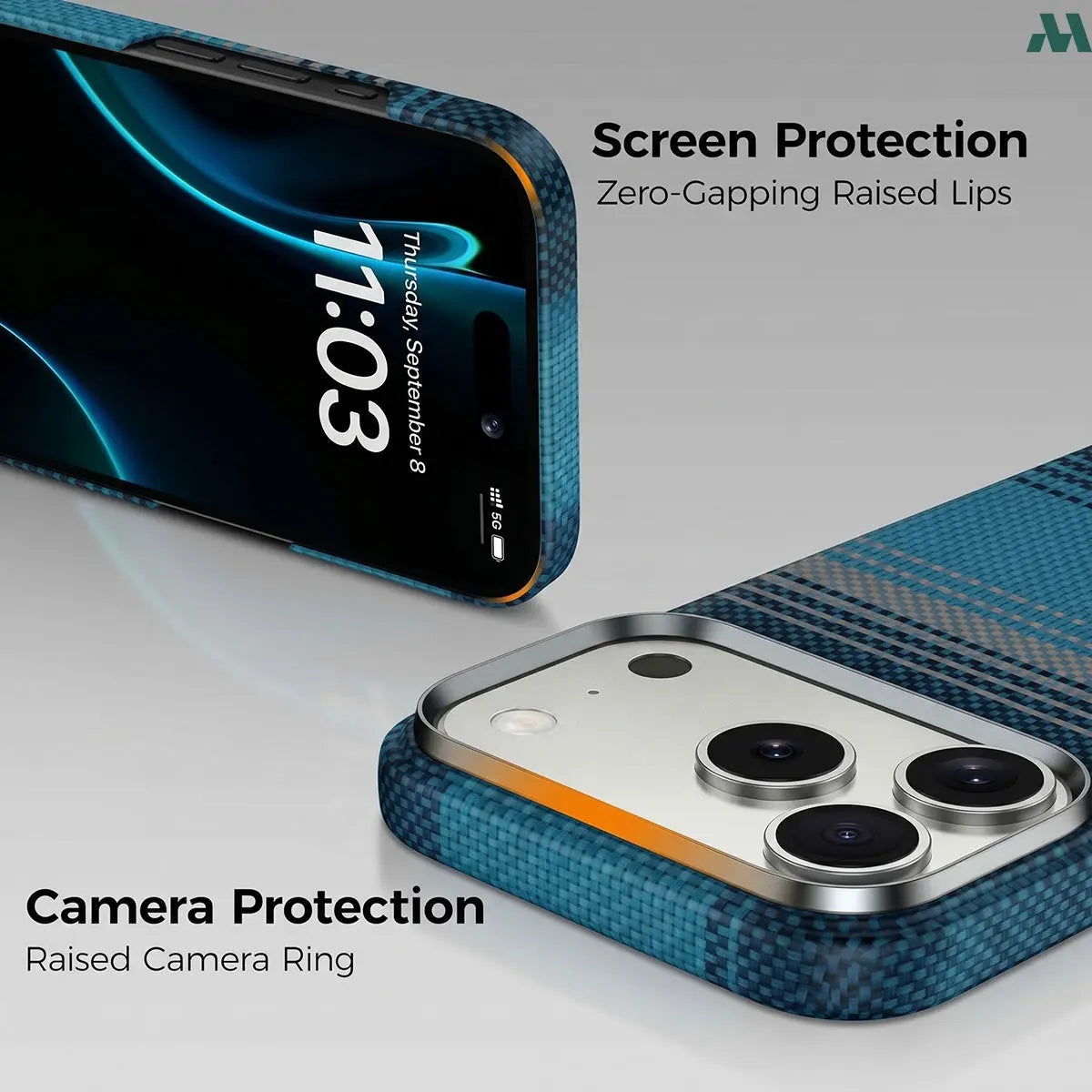 Mobcos Aramid Fiber Magnetic Case for iPhone 17 Pro / Pro Max (Lunar Blue) MOBCOS