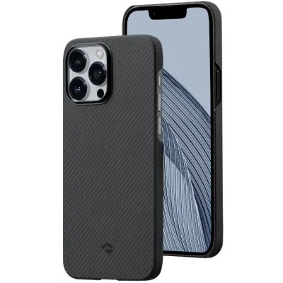 PITAKA MagEZ Case 3 for iPhone 14 Pro Max, Slim & Lightweight 6.7-Inch Case with MagSafe Compatibility, Featuring 600D Aramid Fiber for a Case-Less Touch Feel – Black/Grey Twill Design, Perfect Fit for iPhone 14 Pro Max PITAKA