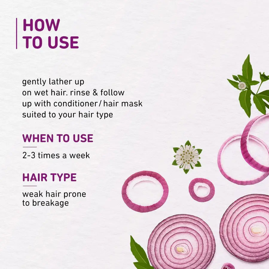 Plum Onion and Biotin Shampoo for Hairfall Control For All Hair Types Reduces Hair Breakage Boosts Scalp Health (250 ml) Plum