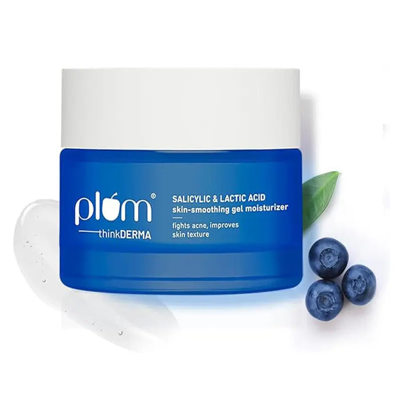 Plum Salicylic & Lactic Acid Skin-Smoothing Gel Moisturizer Hydrates & Smoothens Skin Lightweight Gel-Based 100% Vegan (50 g) Plum