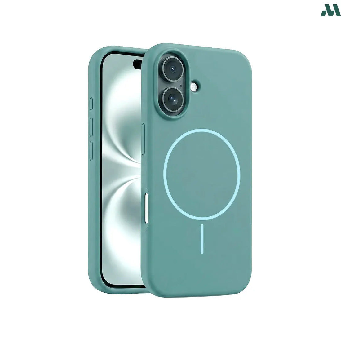 Mobcos Luxury Silicone Case for iPhone 17 – Shockproof Slim Fit Soft-Touch Protective Cover with Magnetic Wireless Charging Support (Teal) MOBCOS