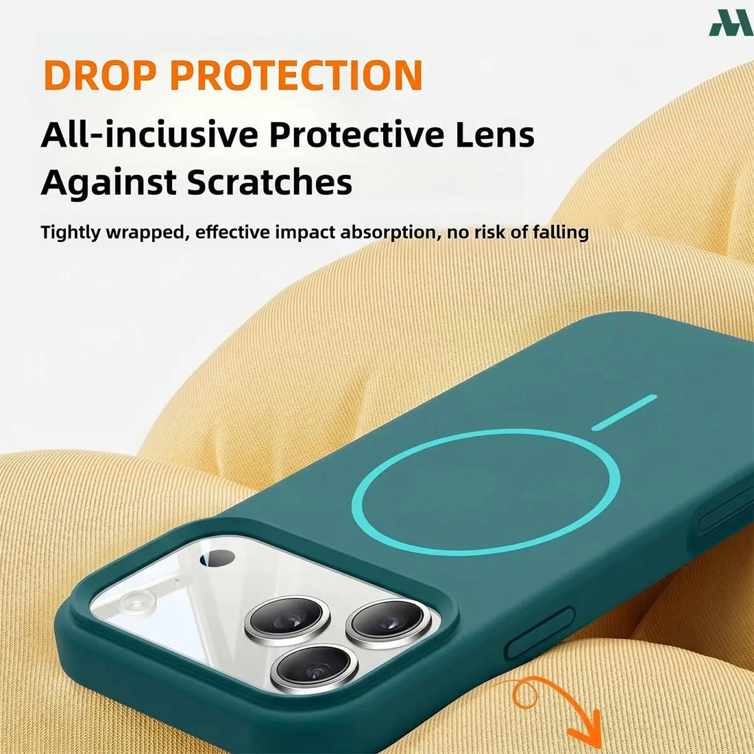 Mobcos Luxury Silicone Case for iPhone 17 Pro/Pro Max – Shockproof Slim Fit Soft-Touch Protective Cover with Magnetic Wireless Charging Support (Teal)