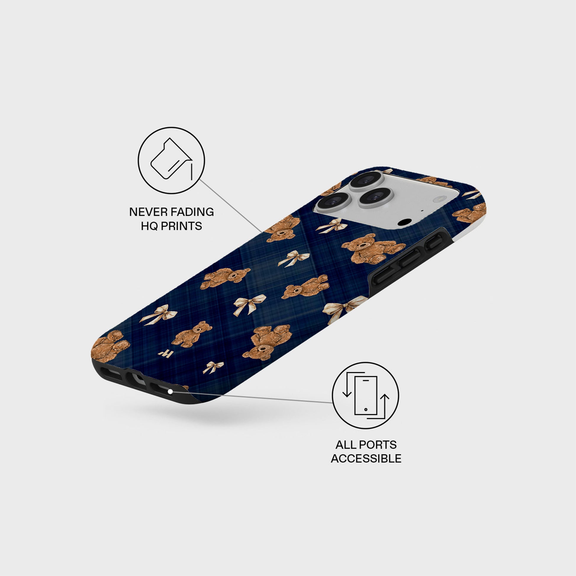 Mobcos iPhone 17 series Teddy Plaid Premium Case Compatible with Hybrid Dual-Layer Hard Shell + Silicone Protection - Scratch-Resistant Shockproof Mobile Cover Mobcos