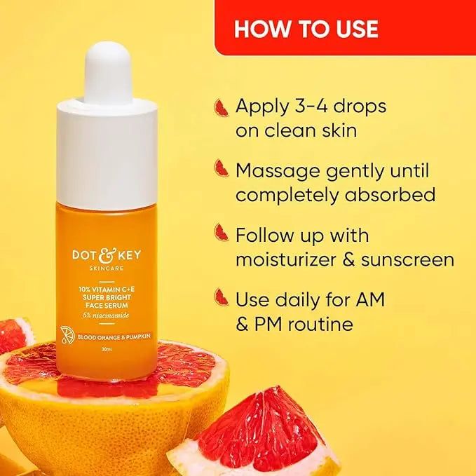 Dot & Key 10% Vitamin C + E 5% Niacinamide Serum Vitamin C Serum For Glowing Skin Fades Pigmentation & Dark Spots Suitable For All Skin Types (30 ml) DOT & KEY