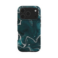 Mobcos iPhone 17 series Teal Marble Premium Case Compatible with Hybrid Dual-Layer Hard Shell + Silicone Protection - Scratch-Resistant Shockproof Mobile Cover Mobcos