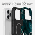 Mobcos iPhone 17 series Teal Marble Premium Case Compatible with Hybrid Dual-Layer Hard Shell + Silicone Protection - Scratch-Resistant Shockproof Mobile Cover Mobcos