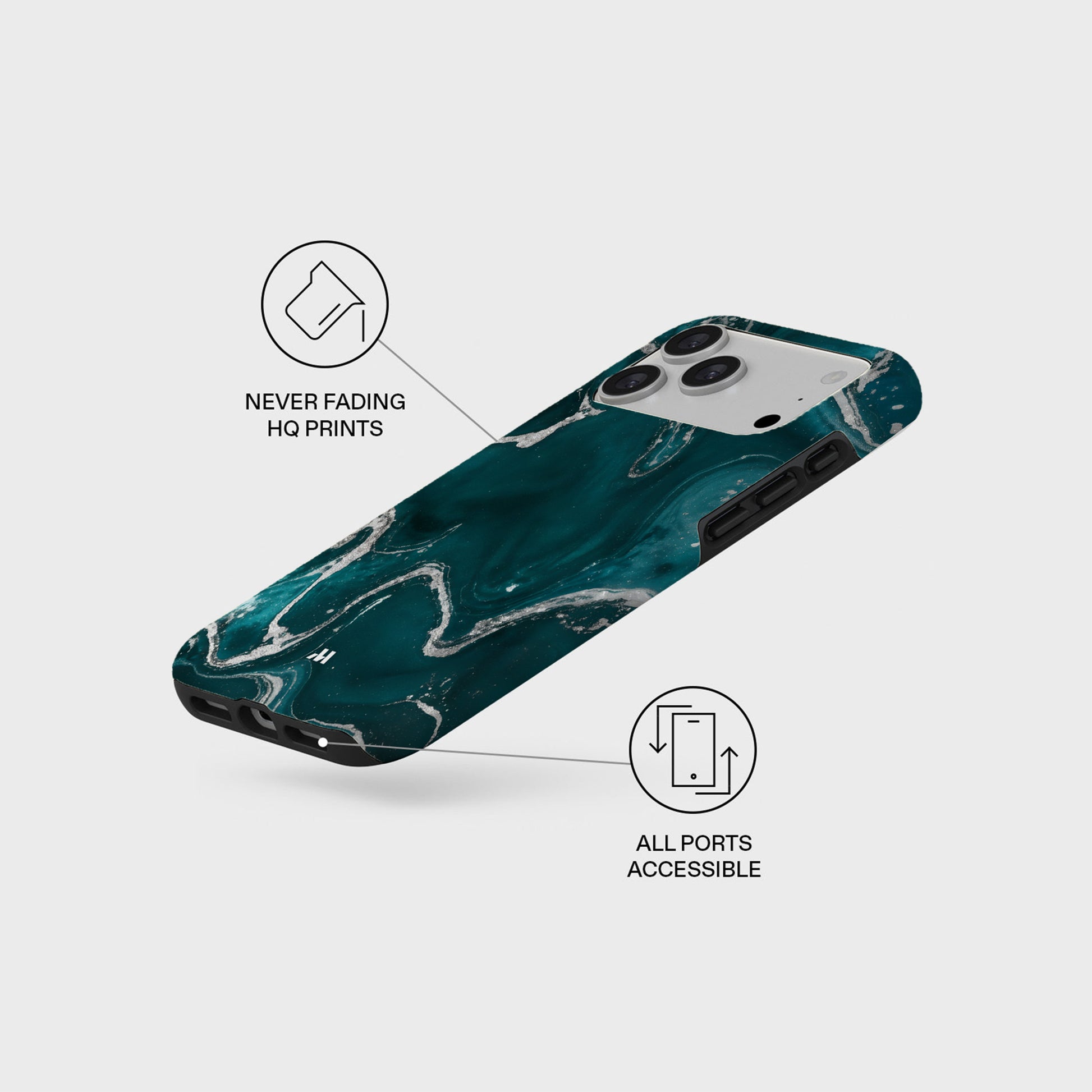 Mobcos iPhone 17 series Teal Marble Premium Case Compatible with Hybrid Dual-Layer Hard Shell + Silicone Protection - Scratch-Resistant Shockproof Mobile Cover Mobcos