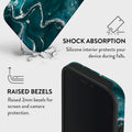 Mobcos iPhone 17 series Teal Marble Premium Case Compatible with Hybrid Dual-Layer Hard Shell + Silicone Protection - Scratch-Resistant Shockproof Mobile Cover Mobcos