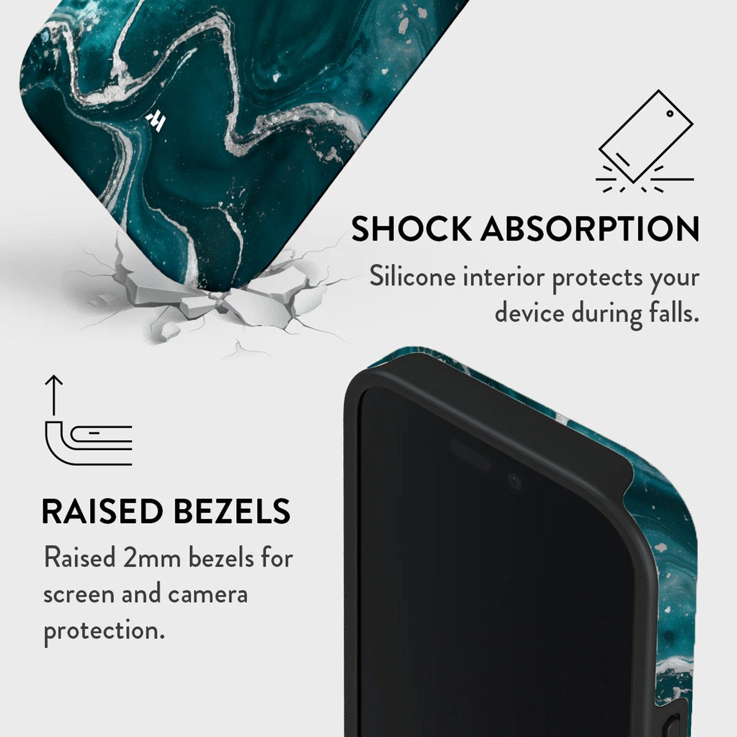 Mobcos iPhone 17 series Teal Marble Premium Case Compatible with Hybrid Dual-Layer Hard Shell + Silicone Protection - Scratch-Resistant Shockproof Mobile Cover Mobcos